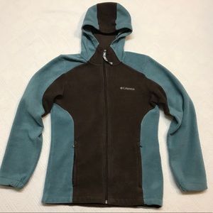 Columbia Jacket Fleece Small Full Zip Brown Blue